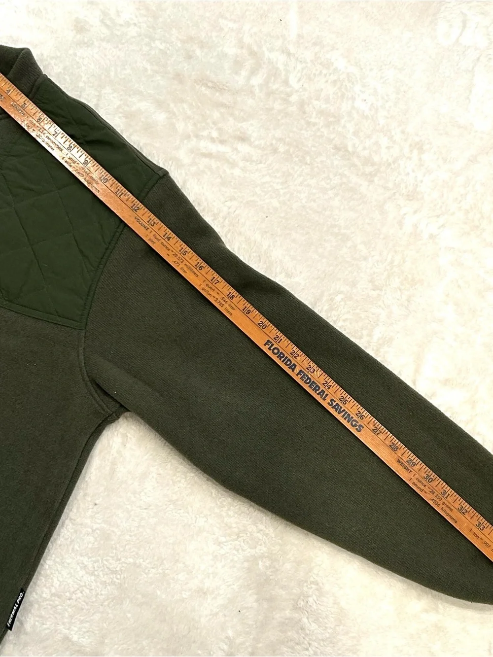 Cabelas Men’s Pullover Green Polartec Fleece Hunting Sweater Quilted Patch XL